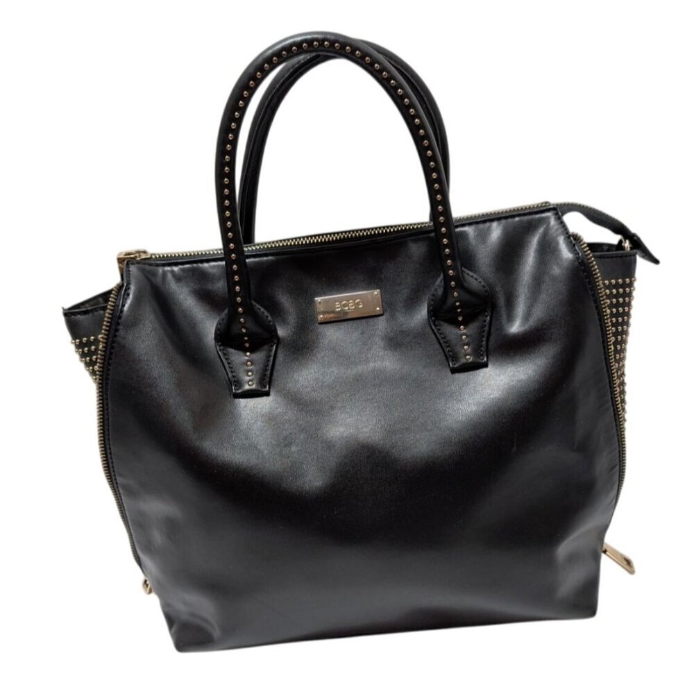 BCBG Paris Black Studded Tote‎ Bag Boho Purse Edgy